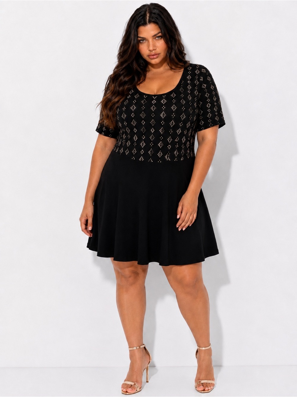 TORRID Black Sweater Dress with Patterned Bodice